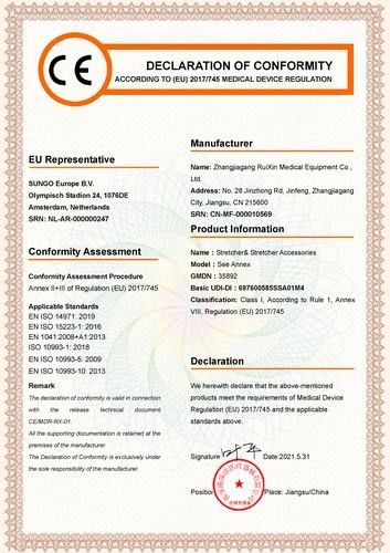 চীন Zhangjiagang Ruixin Medical Equipment Co., Ltd. সার্টিফিকেশন